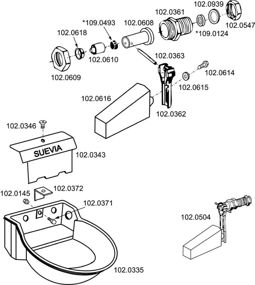 Náhradní díly pro misku napajedla model 340 Suevia