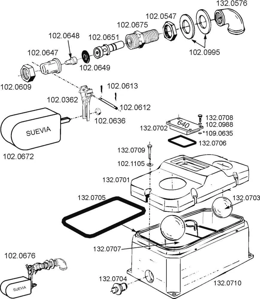 Náhradní díly pro misku napajedla model 630/640 Suevia