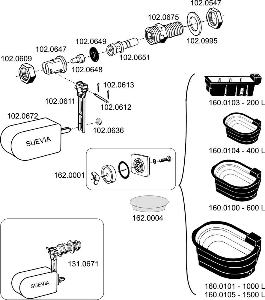 + SU Onderdelen model WT 200-1500 Suevia