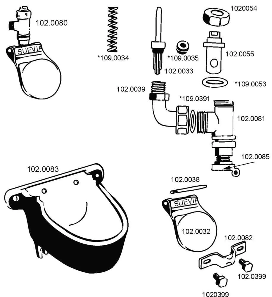 Náhradní díly pro misku napajedla model 8 Suevia