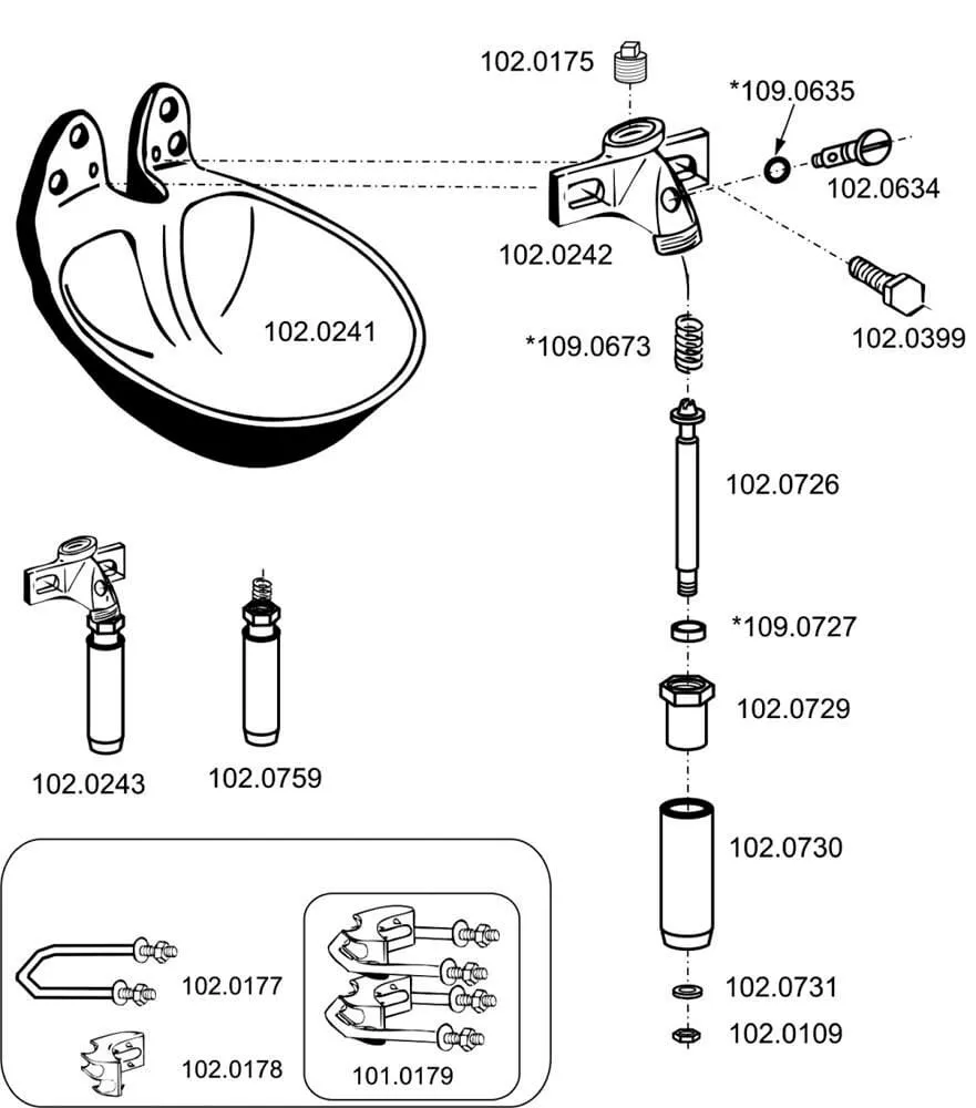 Náhradní díly pro misku napajedla model 25R Suevia