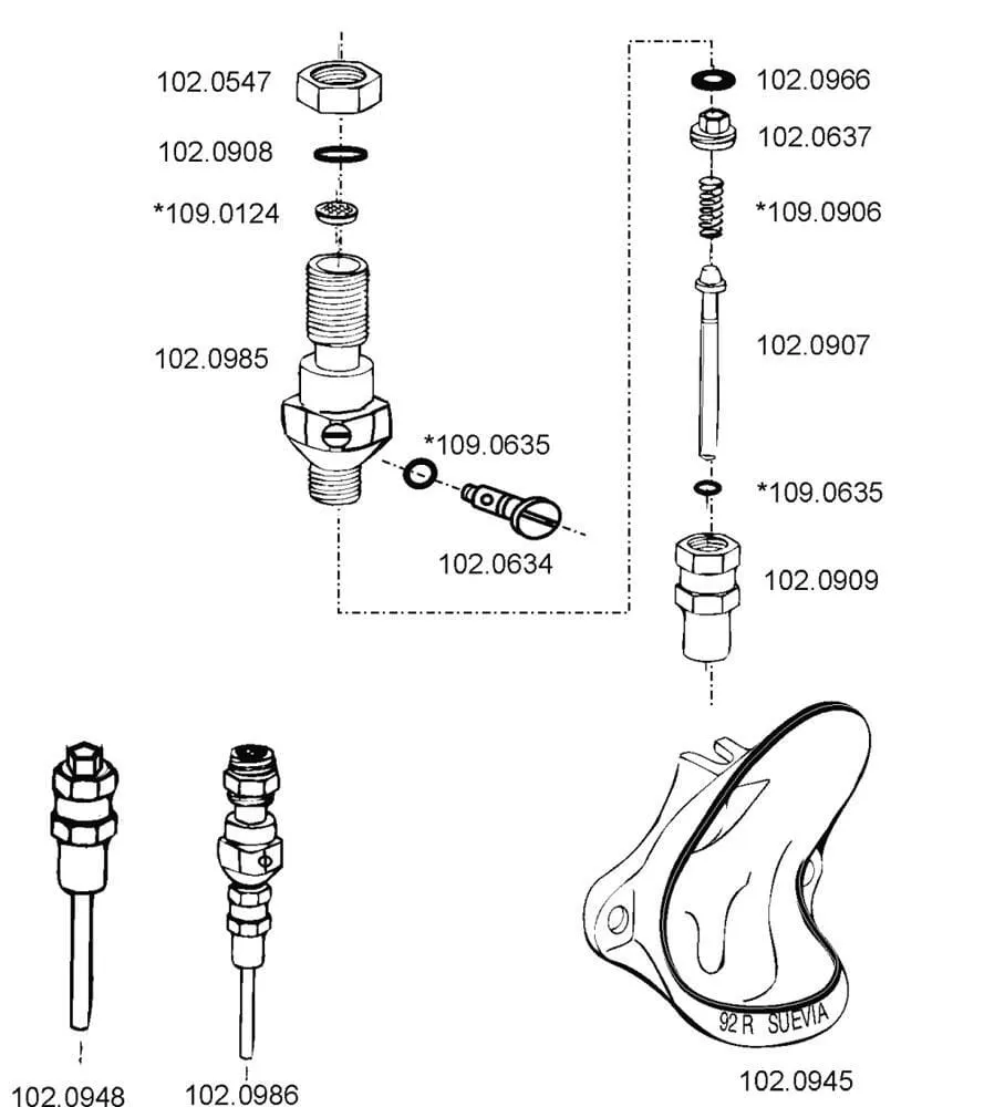 + SU Onderdelen model 92 RVS Suevia