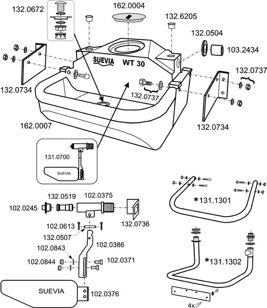 + SU Onderdelen model WT 30 Suevia
