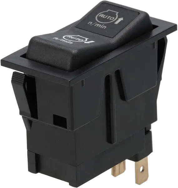 Kolébkový spínač, (I)-0-(II), mom-on-mom, 12 V, 4pólový, automatické zvýšení/snížení otáček motoru