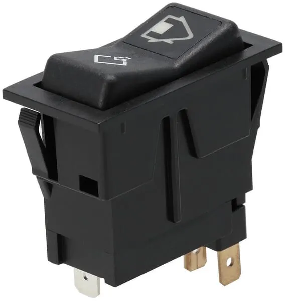 Kolébkový spínač, (I)-0-(II), mom-on-mom, 12 V, 4pólový, základní poloha/vstupní poloha