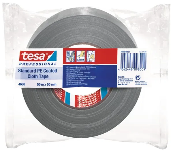 Textilní páska standardní s vrstvou PE, šedá, 50 m x 50 mm, TesaBAND®