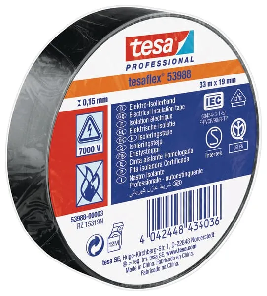 Elektroizolační páska, černá, 33 m x 19 mm, TesaFLEX®