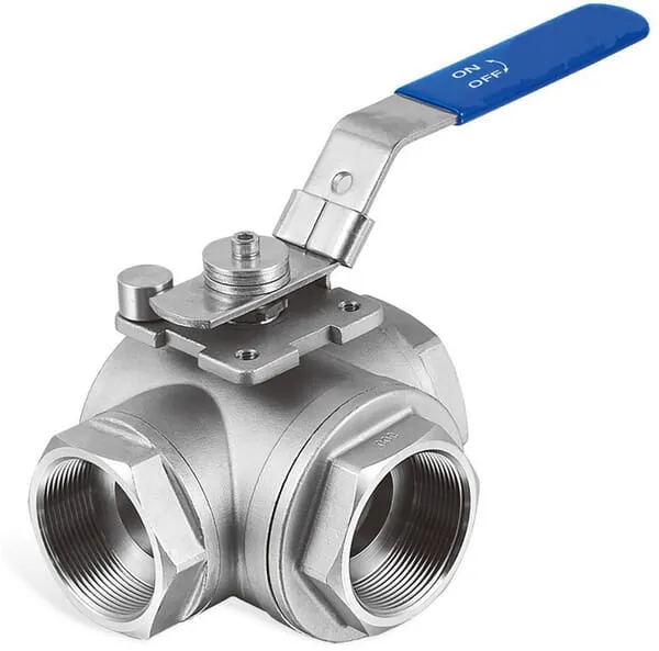 Kulový kohout, třícestný, tvar T, korozivzdorná ocel