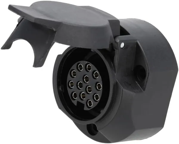 Zásuvka pro přívěs 13pólová, plast, 12 V, s mlhovým světlem, šroubovací svorky