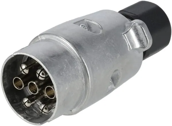 Zástrčka pro přívěs 7pólová, hliník, 12 V, šroubovací svorky