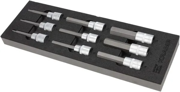 Sada nástrčných hlavic se šestihranem, dlouhých, 1/2", 9 ks