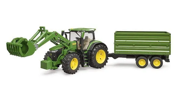 U03155 John Deere 7R 350 s předním nakladačem a přívěsem