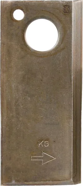 Nůž rotační sekačky rotace vlevo 107 x 48 x 4 mm; otvor Ø 18,5 mm; vhodný pro Vicon / PZ; 25 ks/bal.