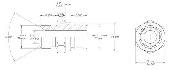 Spojka M/M 1/2 B x M22 x 1,5 6149