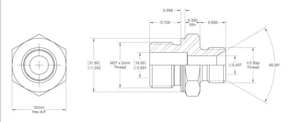 Spojka M/M M27x2 X 1/2 BSP