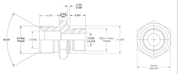 Spojka M/M 3/4 BSP X M22