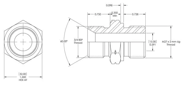 Spojka M/M 3/4 B x M27x2 DIN 6149