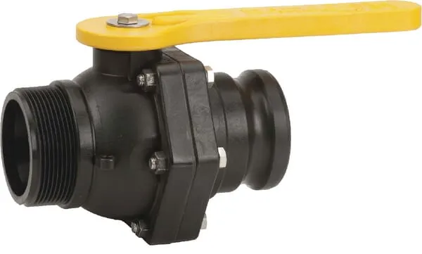 2cestné kulové ventily Banjo, vnější závit/Camlock vnější závit, krátký model