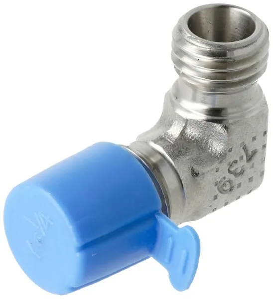 Šroubovací spojky 90° z nerezové oceli, šroubení BSPT x metrické šroubení s řezným kroužkem