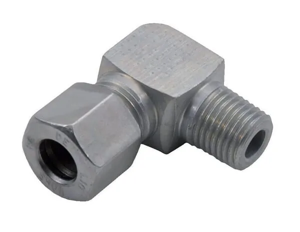 Šroubové spojky 90°, závit metrický x řezný kroužek metrický