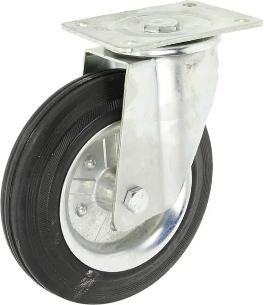 Otočné kolečko, pryž, Ø 200 x 50 mm, montážní destička 135 x 110 mm, nosnost 250 kg, Ro-Carr