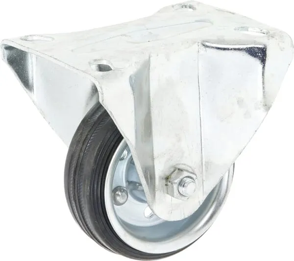 Pevné kolečko, pryž, Ø 80 x 30 mm, montážní destička 100 x 85 mm, nosnost 75 kg, Ro-Carr