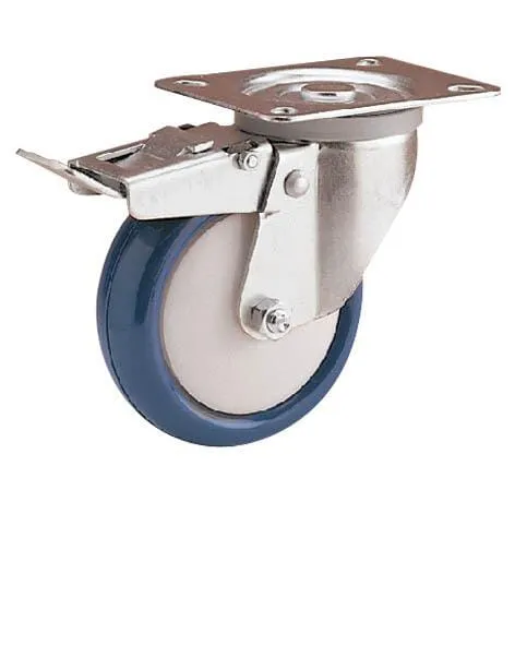 Kolečka s brzdou, upevněním na desku a kolečkem s polyuretanovým běhounem 75 - 300 kg