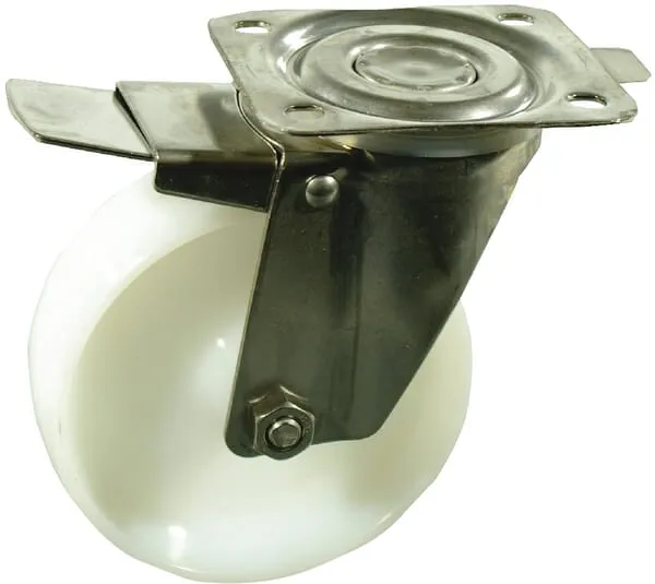 Vodicí kladky V2A s plastovým kolem, kluzným ložiskem a stavitelnou brzdou