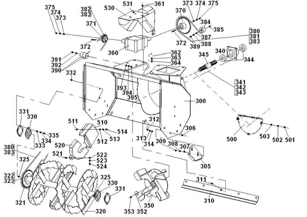 Podávací šnek s tělesem pro Wisconsin typ SF-1330