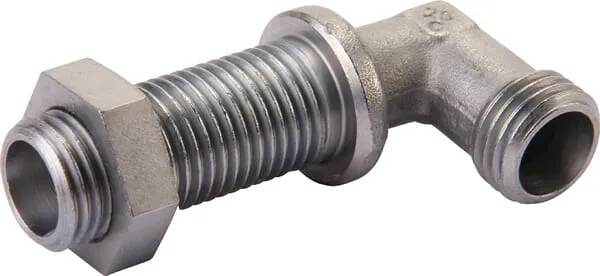 Úhlové přepážkové spojky 90°, metrické šroubení s řezným kroužkem