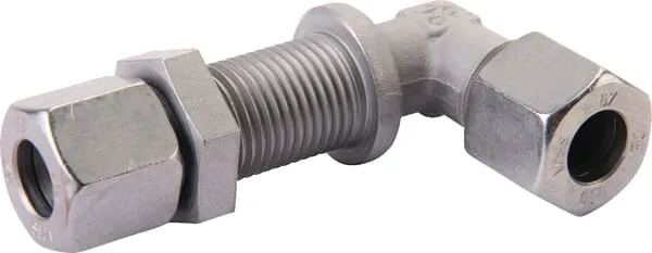 Úhlové přepážkové spojky 90°, řezný kroužek metrický