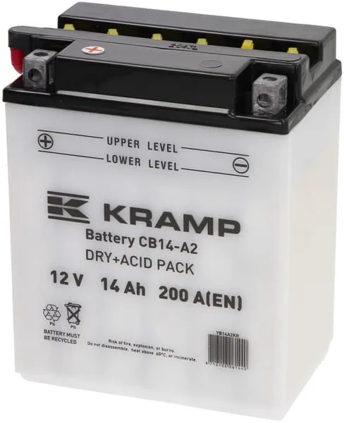 Baterie 12V 14Ah 200A, s akumulátorovou kyselinou, Kramp