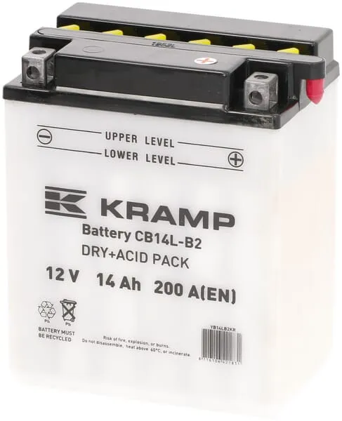 Baterie 12V 14Ah 200A, s akumulátorovou kyselinou, Kramp