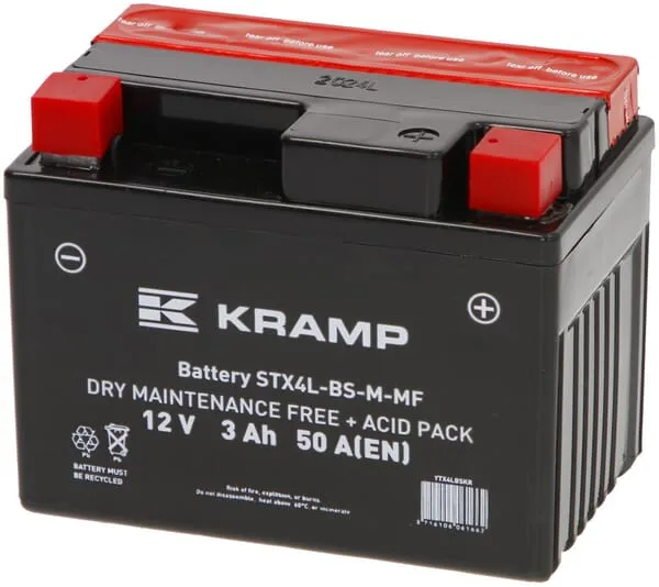 Baterie 12V 3Ah 50A, s akumulátorovou kyselinou, Kramp