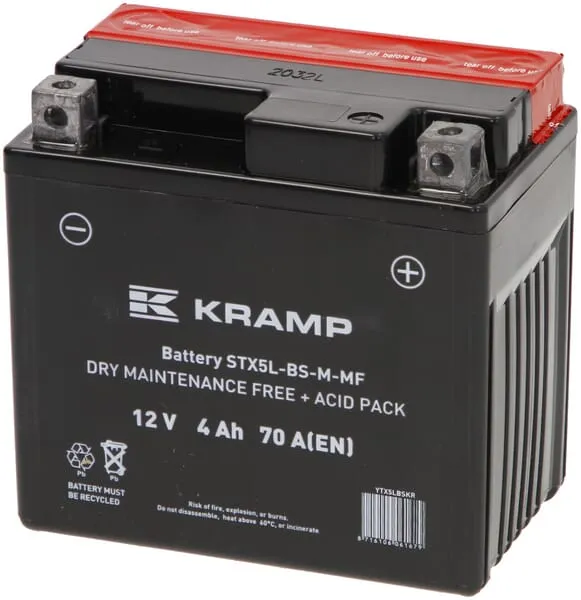 Baterie 12V 4Ah 70A, s akumulátorovou kyselinou, Kramp