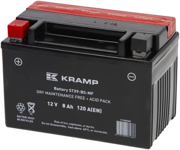Baterie 12V 8Ah 120A, s akumulátorovou kyselinou, Kramp