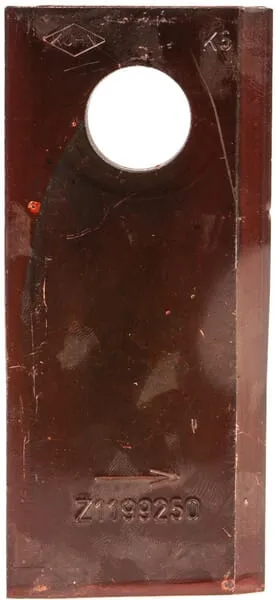 Nůž rotační sekačky rotace vlevo 107 x 48 x 4 mm; otvor Ø 18,5 mm; vhodný pro Kuhn